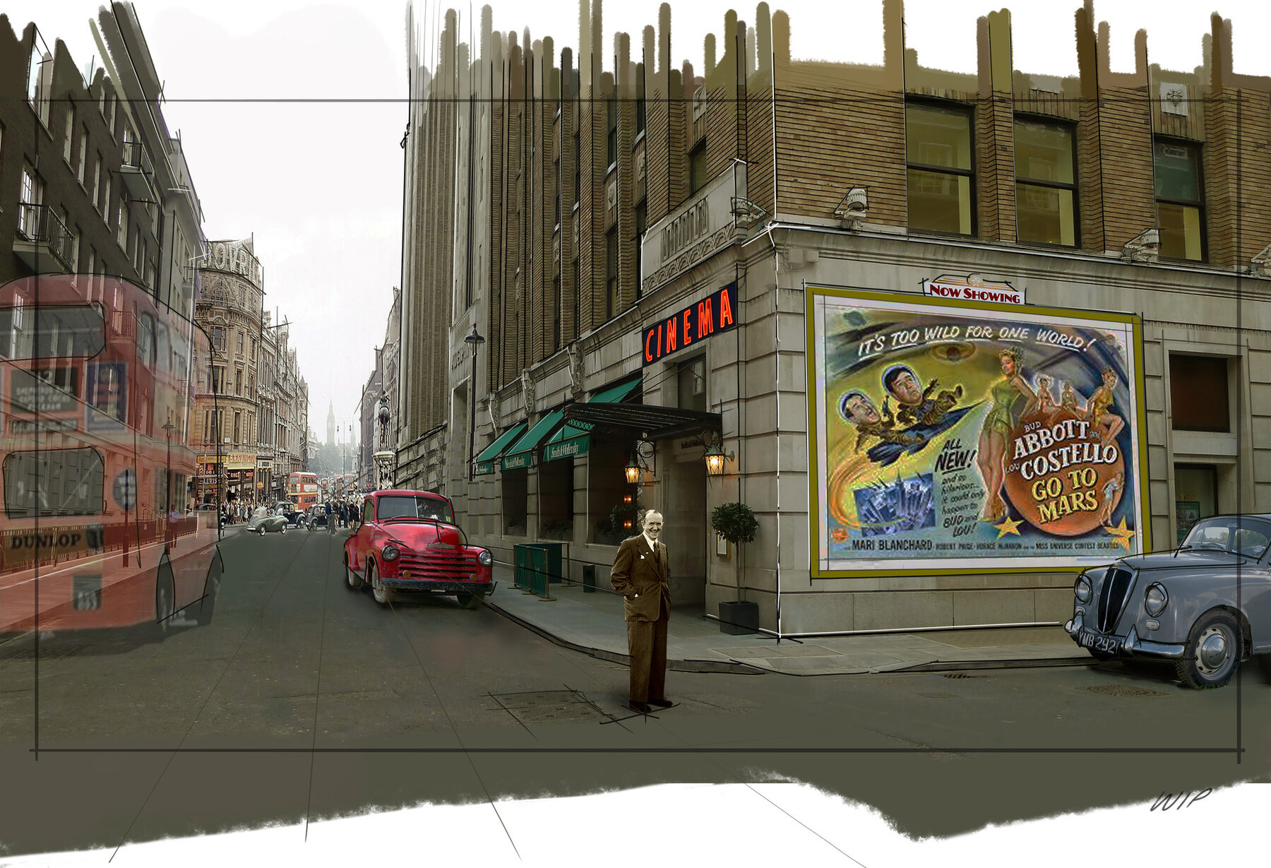 Ext. West End cinema. Scene 41